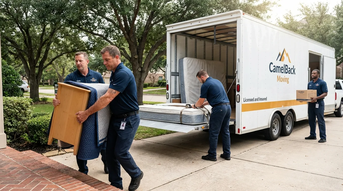 Crew loading residential truck for cross-state move from Ponchatoula, LA