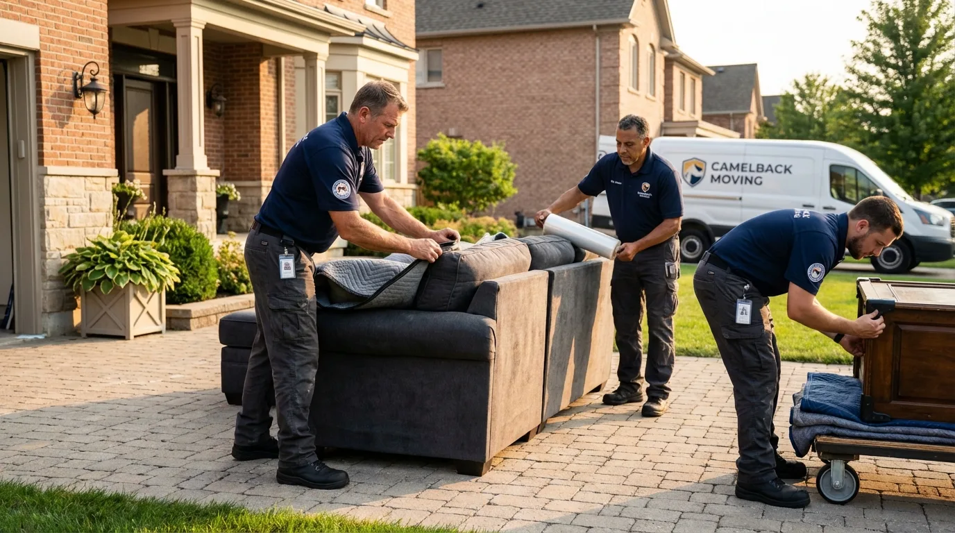 Large estate moving crew wrapping furniture in Ponchatoula, LA